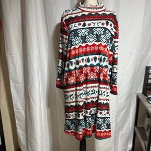 Holiday Red and Green Patterned Dress